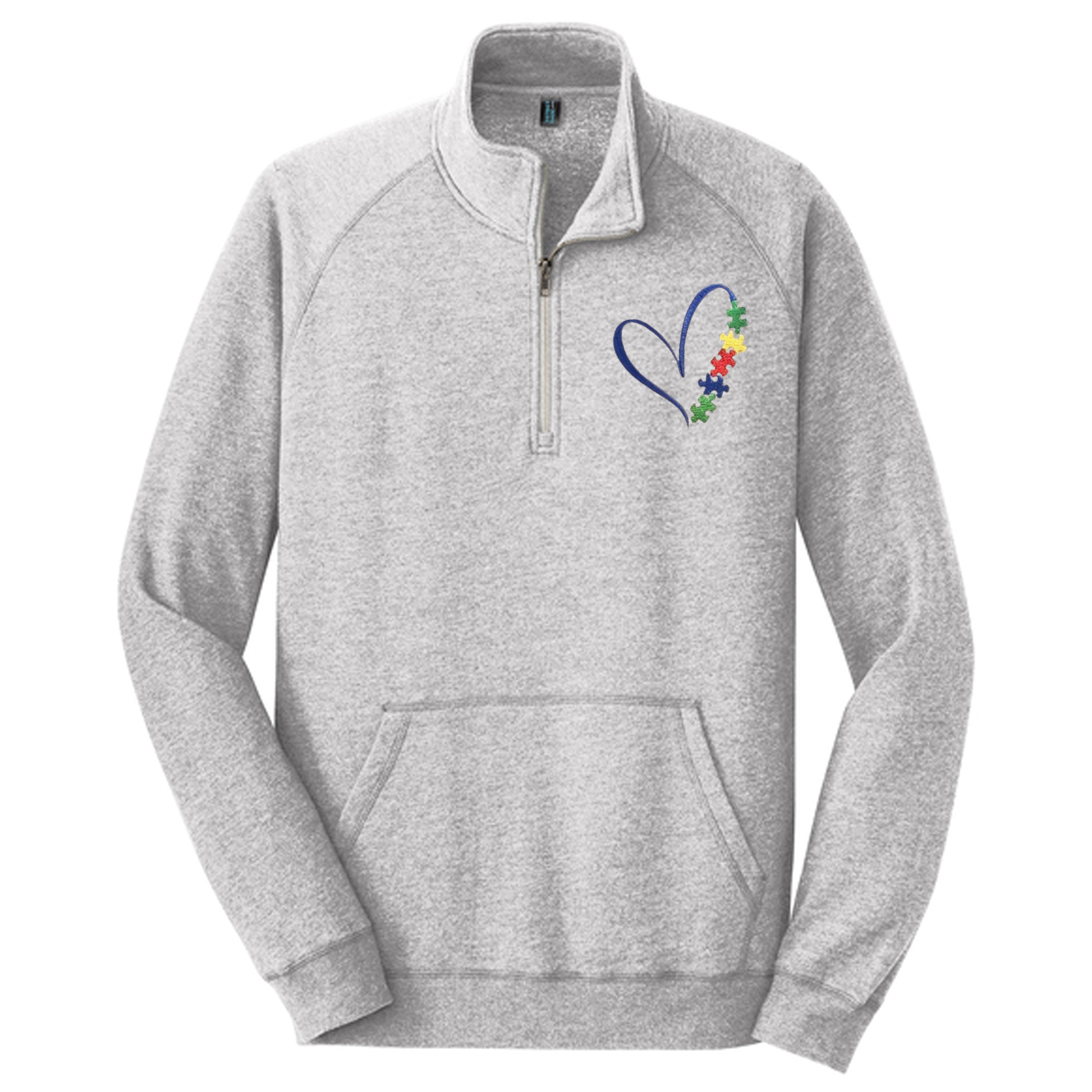 District Brand Unisex Lightweight Fleece 1/4-Zip - Autism Heart