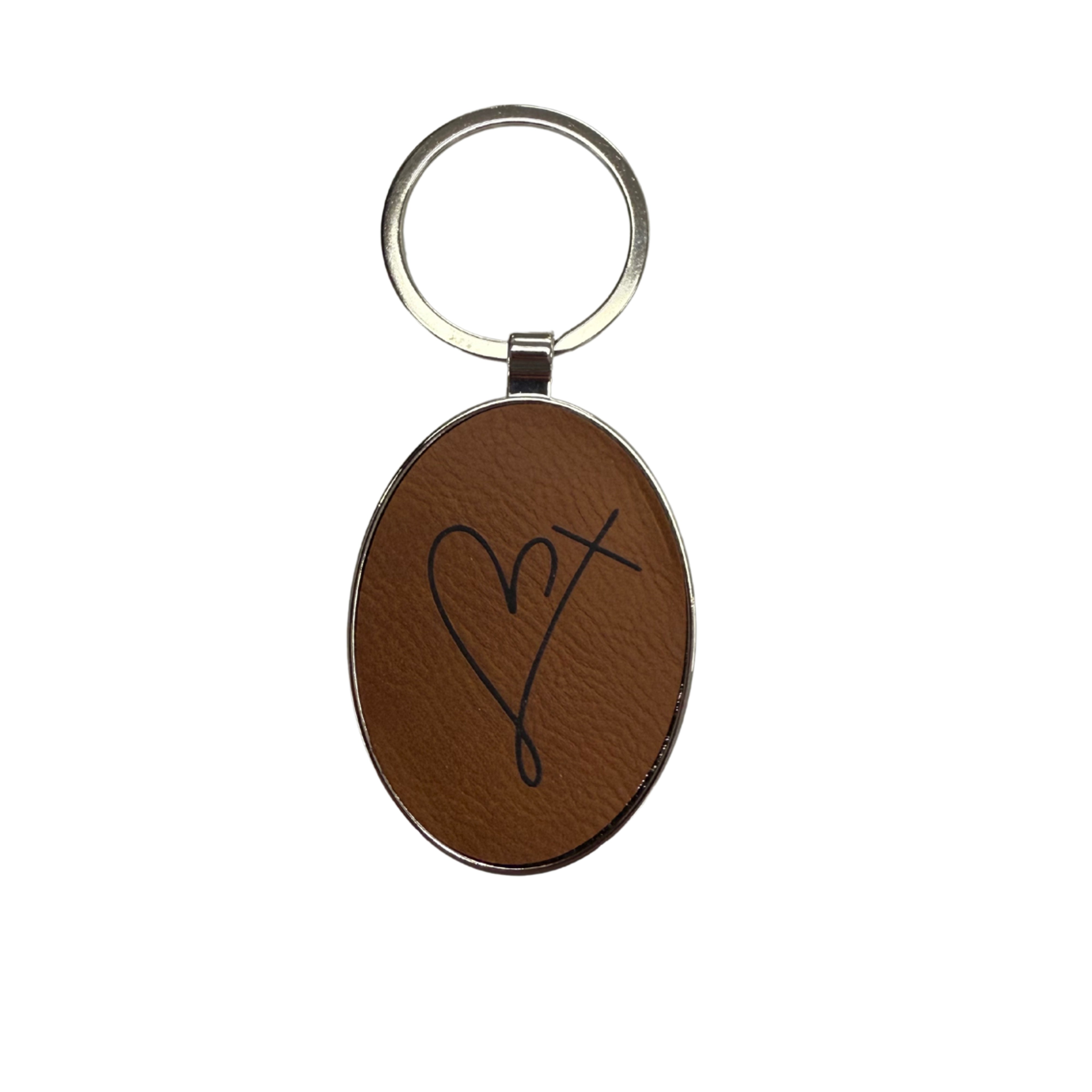 Letherette/Metal Rawhide Oval Keychain